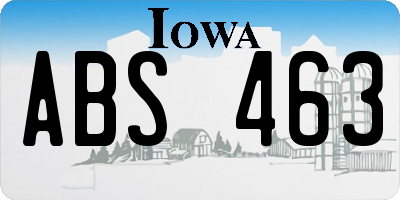IA license plate ABS463