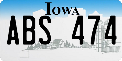 IA license plate ABS474