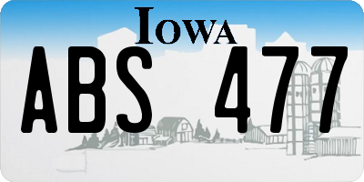 IA license plate ABS477