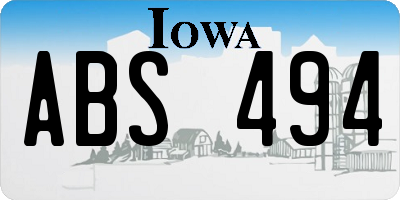 IA license plate ABS494