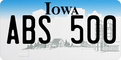 IA license plate ABS500