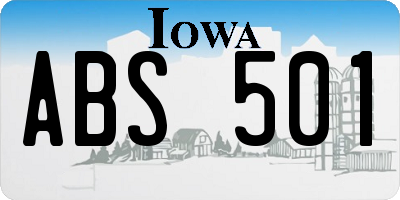 IA license plate ABS501