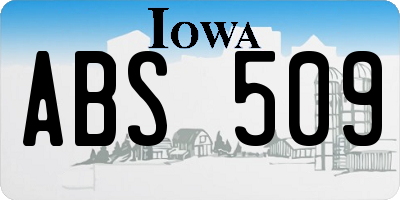 IA license plate ABS509