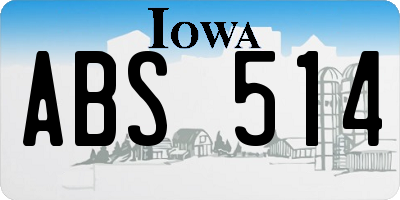 IA license plate ABS514