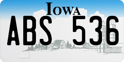 IA license plate ABS536