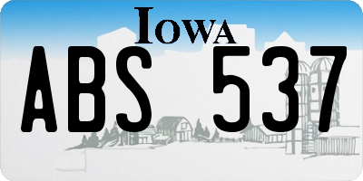 IA license plate ABS537