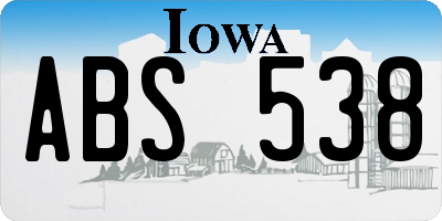 IA license plate ABS538