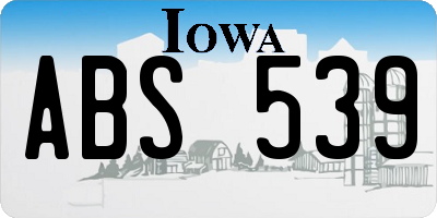 IA license plate ABS539