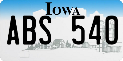 IA license plate ABS540