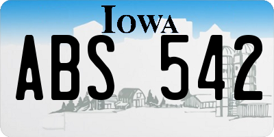 IA license plate ABS542