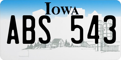 IA license plate ABS543
