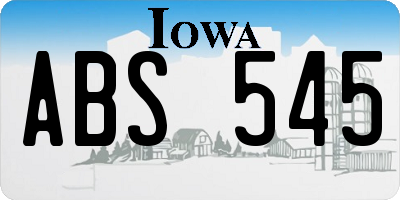 IA license plate ABS545
