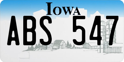 IA license plate ABS547