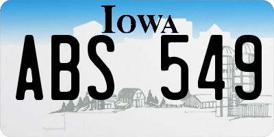 IA license plate ABS549
