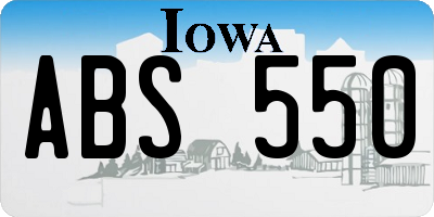 IA license plate ABS550