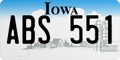 IA license plate ABS551