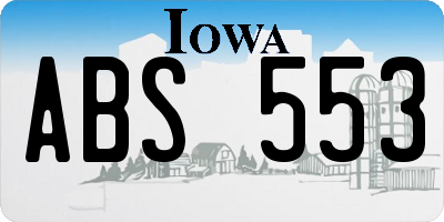 IA license plate ABS553