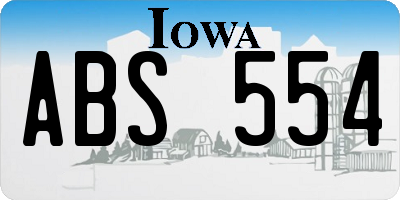 IA license plate ABS554