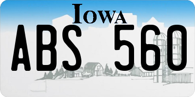 IA license plate ABS560