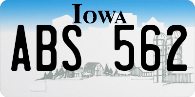 IA license plate ABS562
