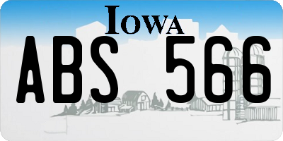 IA license plate ABS566