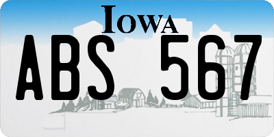 IA license plate ABS567