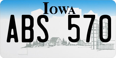 IA license plate ABS570