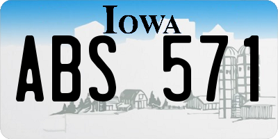 IA license plate ABS571