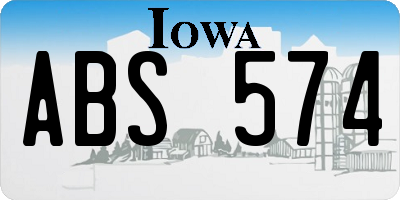 IA license plate ABS574
