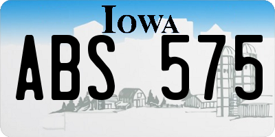 IA license plate ABS575