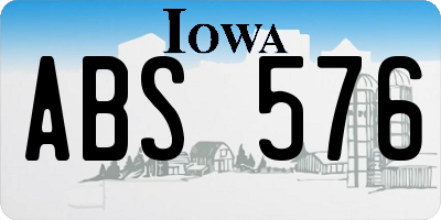 IA license plate ABS576