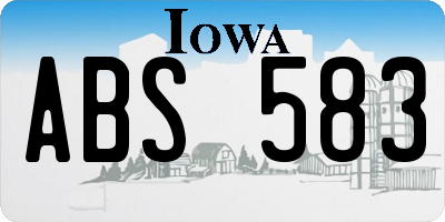IA license plate ABS583