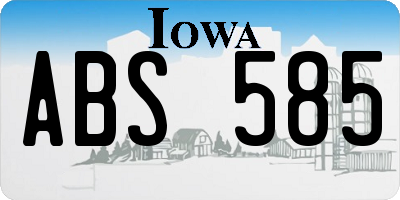 IA license plate ABS585