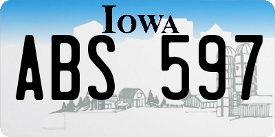 IA license plate ABS597