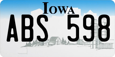 IA license plate ABS598