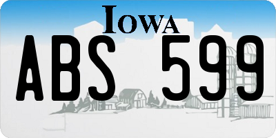 IA license plate ABS599