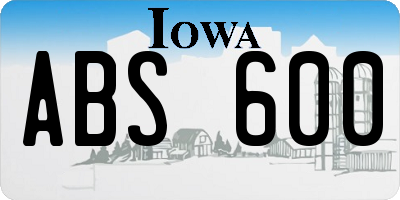 IA license plate ABS600