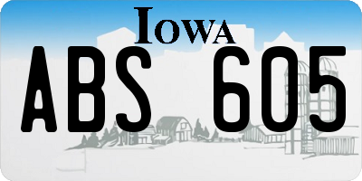 IA license plate ABS605