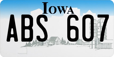 IA license plate ABS607