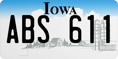 IA license plate ABS611