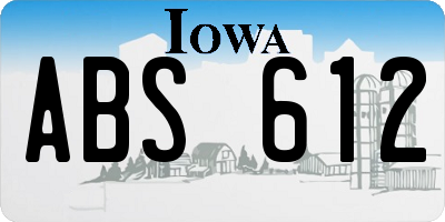 IA license plate ABS612
