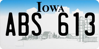 IA license plate ABS613