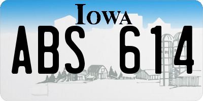 IA license plate ABS614