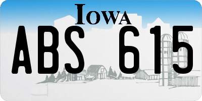IA license plate ABS615