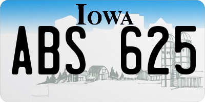 IA license plate ABS625