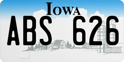 IA license plate ABS626