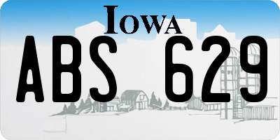IA license plate ABS629
