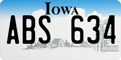 IA license plate ABS634