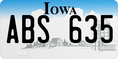 IA license plate ABS635