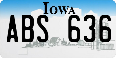 IA license plate ABS636